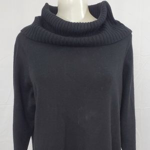 Elena Solano Sweater size 2X Wool Cowl Neck Black
